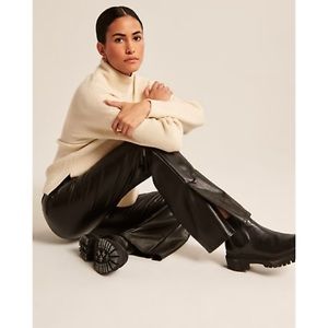 A&F split hem flare leather leggings